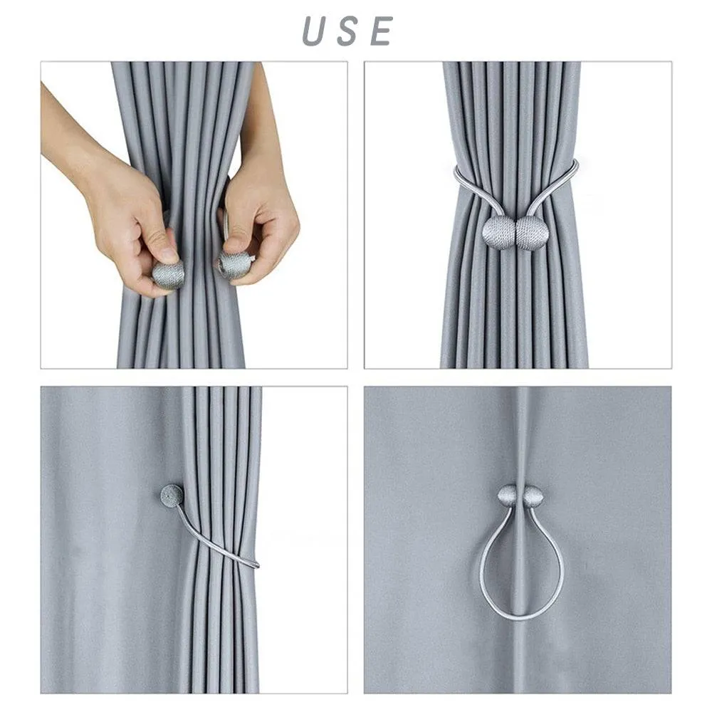 Magnetic Ball Curtain Tiebacks Tie Rope Holdbacks Buckle Clips Hook Holder