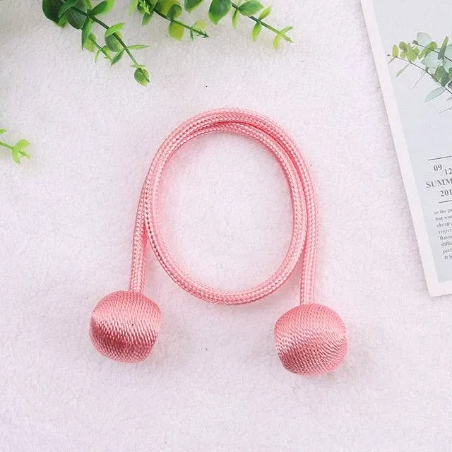Magnetic Ball Curtain Tiebacks Tie Rope Holdbacks Buckle Clips Hook Holder
