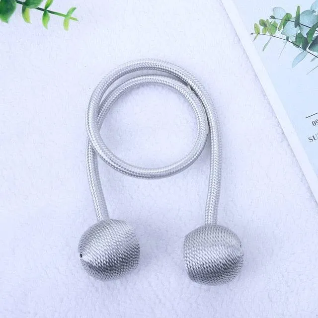 Magnetic Ball Curtain Tiebacks Tie Rope Holdbacks Buckle Clips Hook Holder