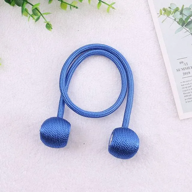 Magnetic Ball Curtain Tiebacks Tie Rope Holdbacks Buckle Clips Hook Holder