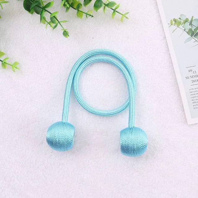 Magnetic Ball Curtain Tiebacks Tie Rope Holdbacks Buckle Clips Hook Holder