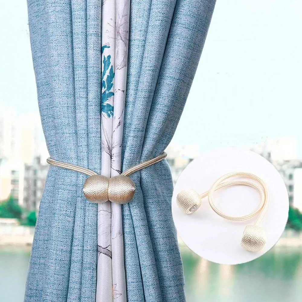 Magnetic Ball Curtain Tiebacks Tie Rope Holdbacks Buckle Clips Hook Holder