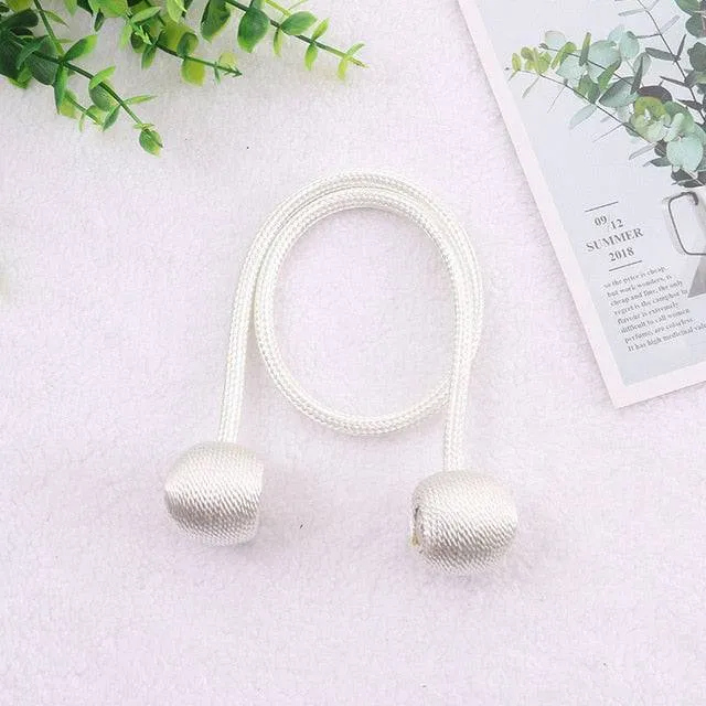 Magnetic Ball Curtain Tiebacks Tie Rope Holdbacks Buckle Clips Hook Holder