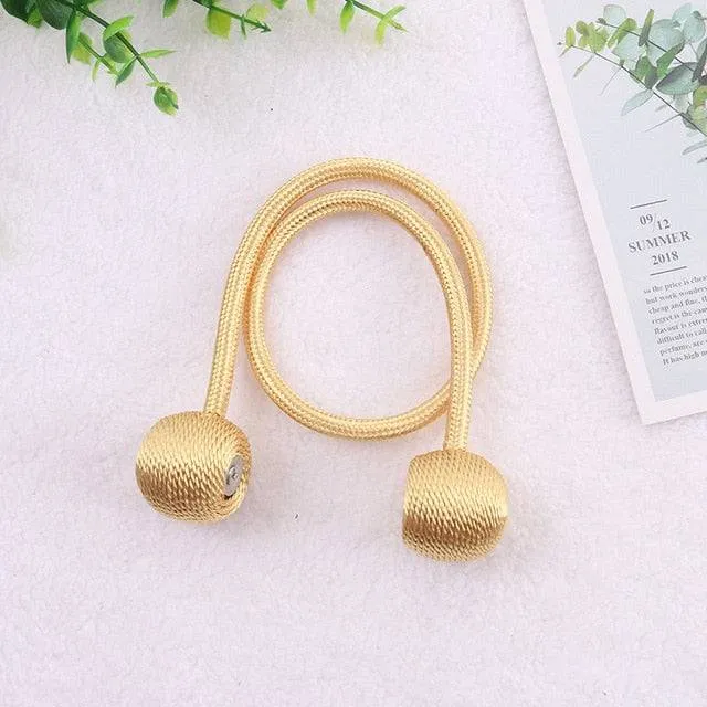 Magnetic Ball Curtain Tiebacks Tie Rope Holdbacks Buckle Clips Hook Holder