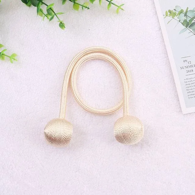 Magnetic Ball Curtain Tiebacks Tie Rope Holdbacks Buckle Clips Hook Holder