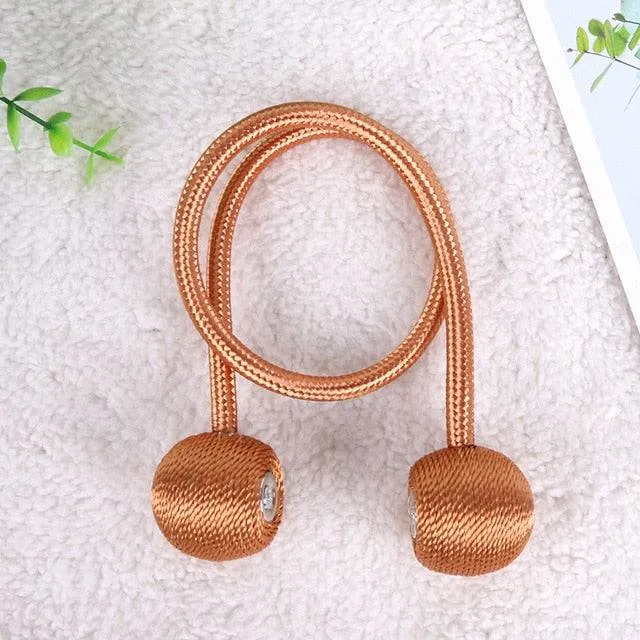 Magnetic Ball Curtain Tiebacks Tie Rope Holdbacks Buckle Clips Hook Holder