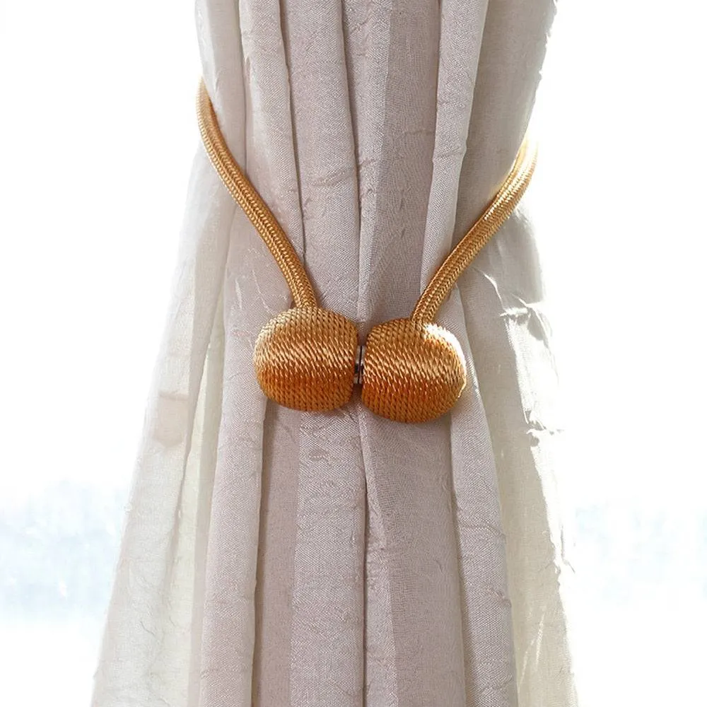 Magnetic Ball Curtain Tiebacks Tie Rope Holdbacks Buckle Clips Hook Holder
