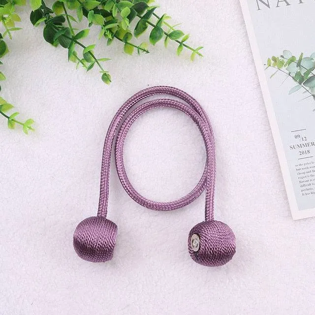 Magnetic Ball Curtain Tiebacks Tie Rope Holdbacks Buckle Clips Hook Holder
