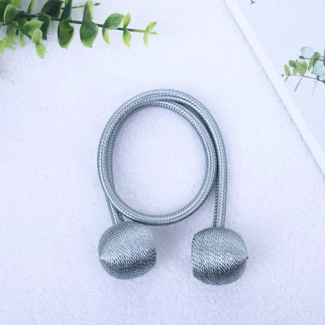 Magnetic Ball Curtain Tiebacks Tie Rope Holdbacks Buckle Clips Hook Holder