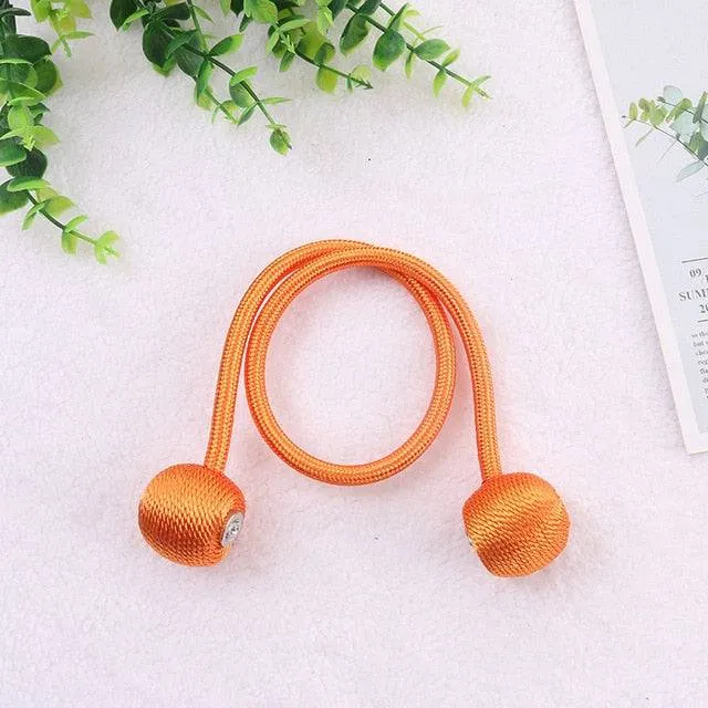 Magnetic Ball Curtain Tiebacks Tie Rope Holdbacks Buckle Clips Hook Holder