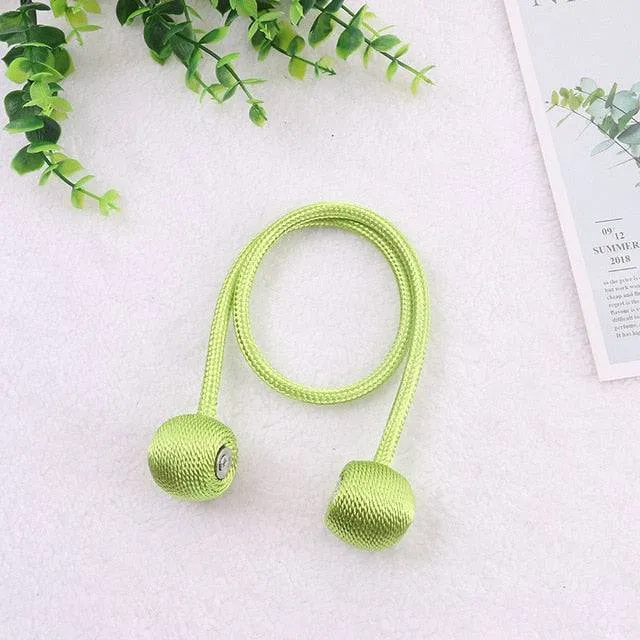 Magnetic Ball Curtain Tiebacks Tie Rope Holdbacks Buckle Clips Hook Holder