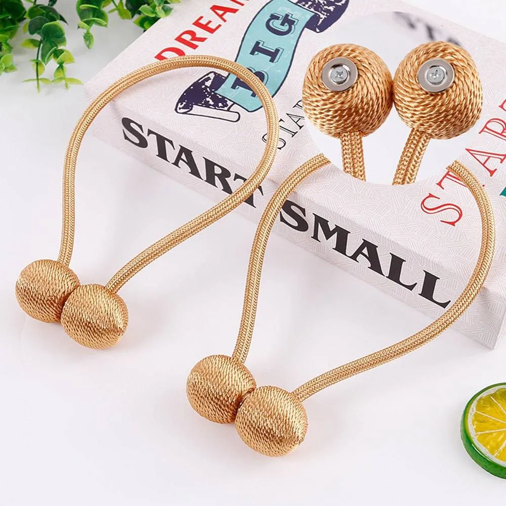 Magnetic Ball Curtain Tiebacks Tie Rope Holdbacks Buckle Clips Hook Holder