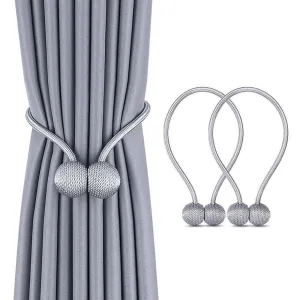 Magnetic Ball Curtain Tiebacks Tie Rope Holdbacks Buckle Clips Hook Holder