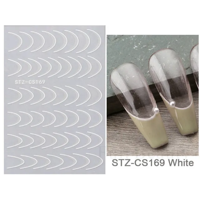 Manicure Stickers White Laser Gold Fall Leaves Decals Sliders Nail Art Decor