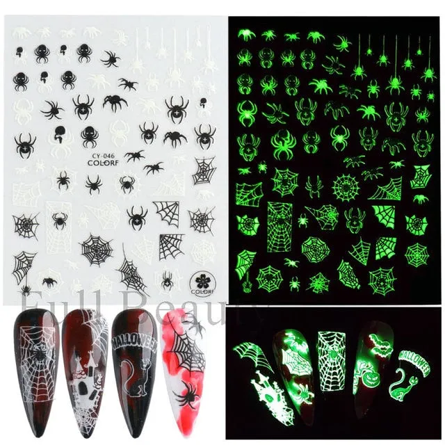 Manicure Stickers White Laser Gold Fall Leaves Decals Sliders Nail Art Decor