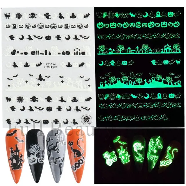 Manicure Stickers White Laser Gold Fall Leaves Decals Sliders Nail Art Decor