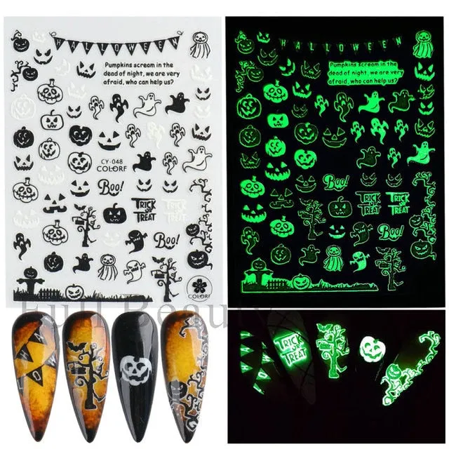 Manicure Stickers White Laser Gold Fall Leaves Decals Sliders Nail Art Decor