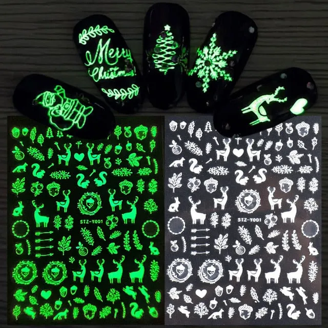 Manicure Stickers White Laser Gold Fall Leaves Decals Sliders Nail Art Decor