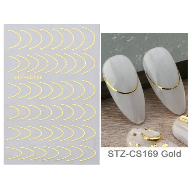 Manicure Stickers White Laser Gold Fall Leaves Decals Sliders Nail Art Decor