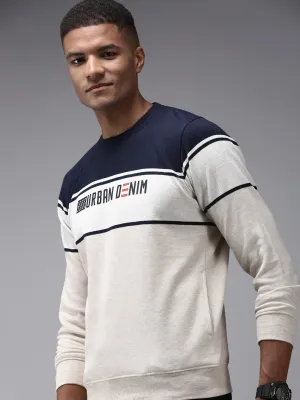 Men Cream Colour blocked Sweatshirt