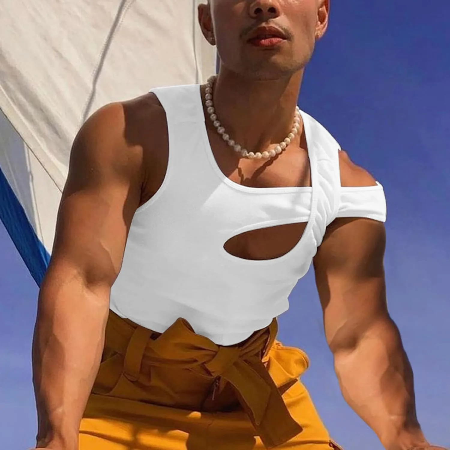 Men Fashion Tank Top Summer Streetwear Sexy Sleeveless T Shirts Vintage Tee Vest
