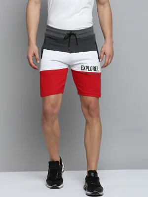 Men Grey Regular Fit Colour blocked Shorts
