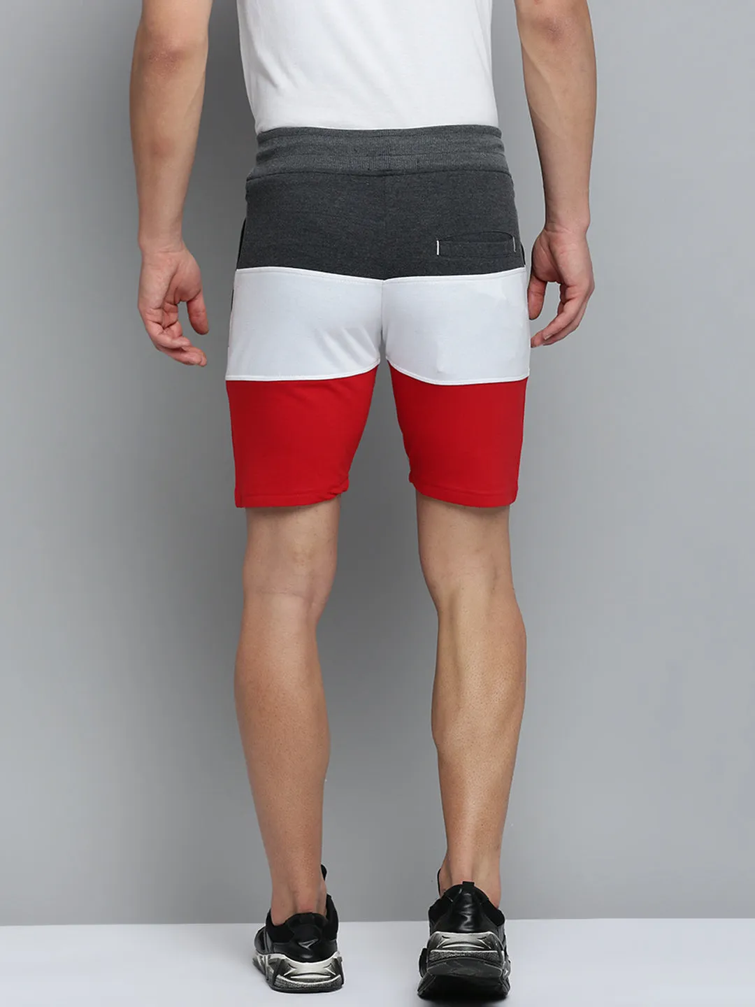 Men Grey Regular Fit Colour blocked Shorts