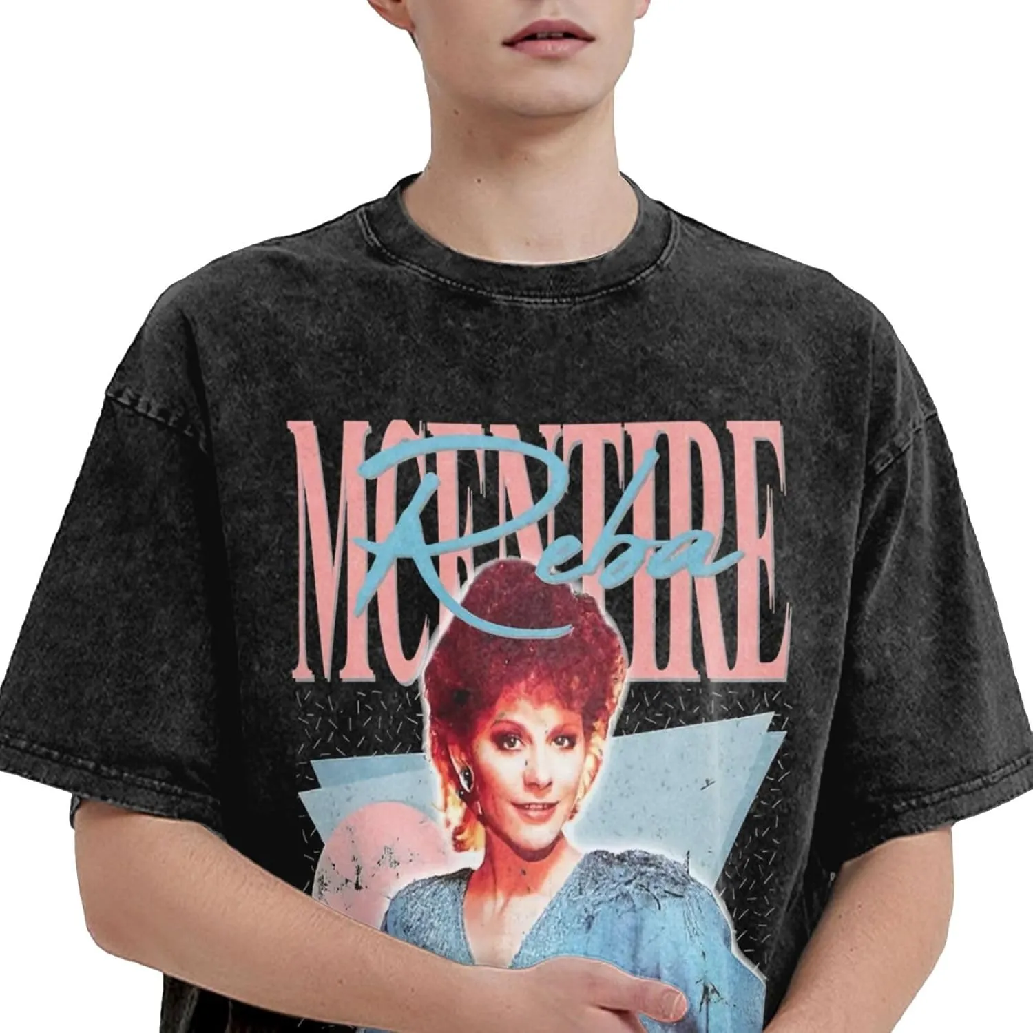 Men Vintage Oversized Drop Shoulder Funny T Shirts Loose Wash Solid Tee Top