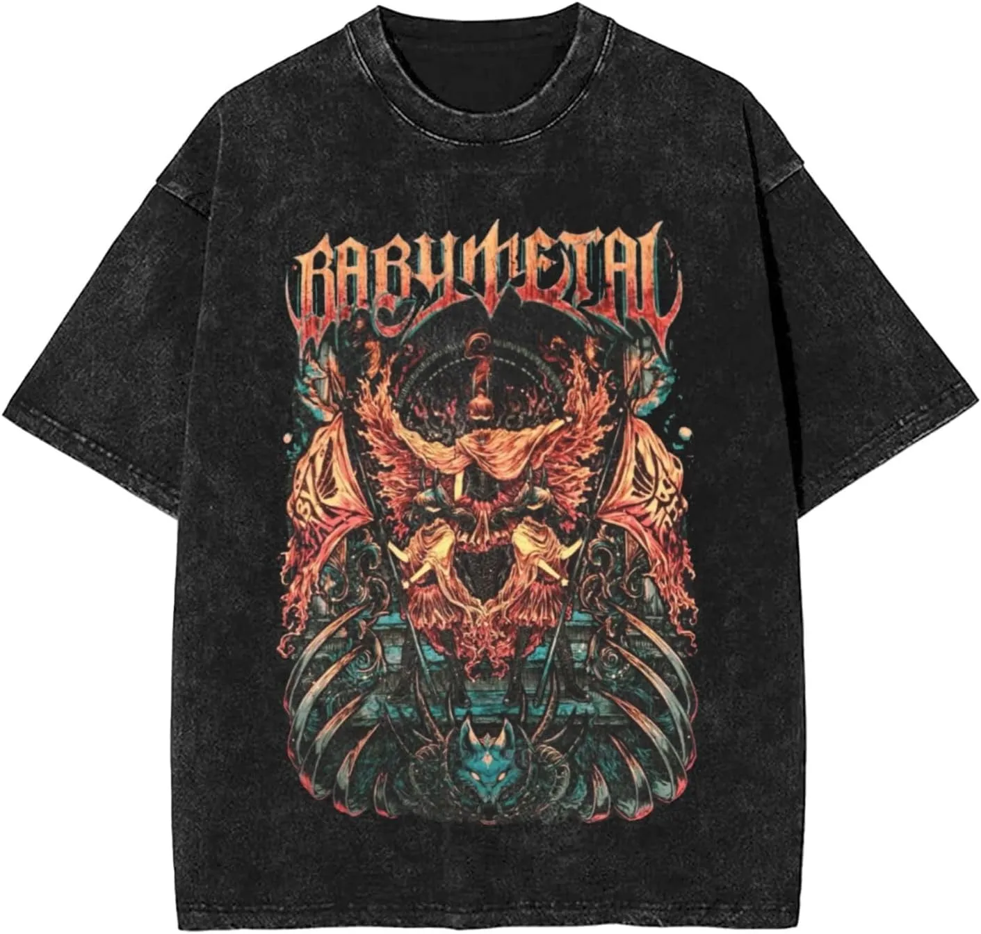 Men Vintage Oversized Drop Shoulder Novelty T-Shirts Loose Wash Solid Tee Tops