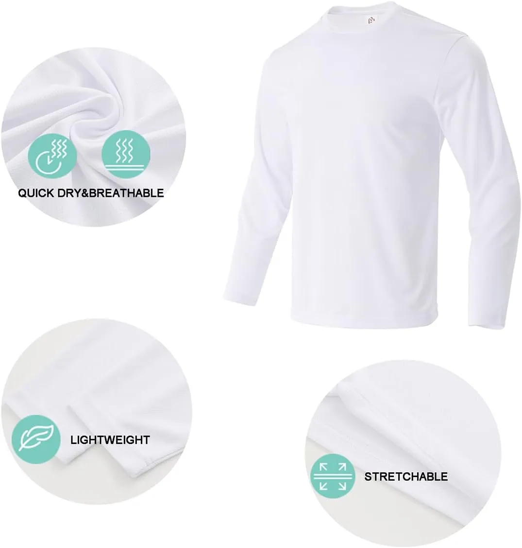 Mens Active Athletic T-Shirts Quick Dry Crew Neck Tees Fishing Hiking Long Sleeve Shirt Multipack