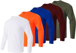 Mens Active Athletic T-Shirts Quick Dry Crew Neck Tees Fishing Hiking Long Sleeve Shirt Multipack