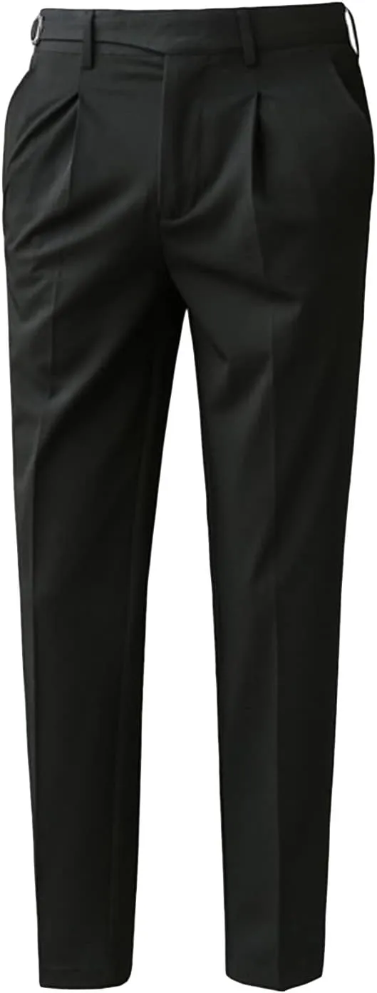 Men's Athletic-Fit Casual Stretch Pant Slim Fit Flat-Front Pants Loose Suit Pants Business Trousers Chino Pant (31,Black)