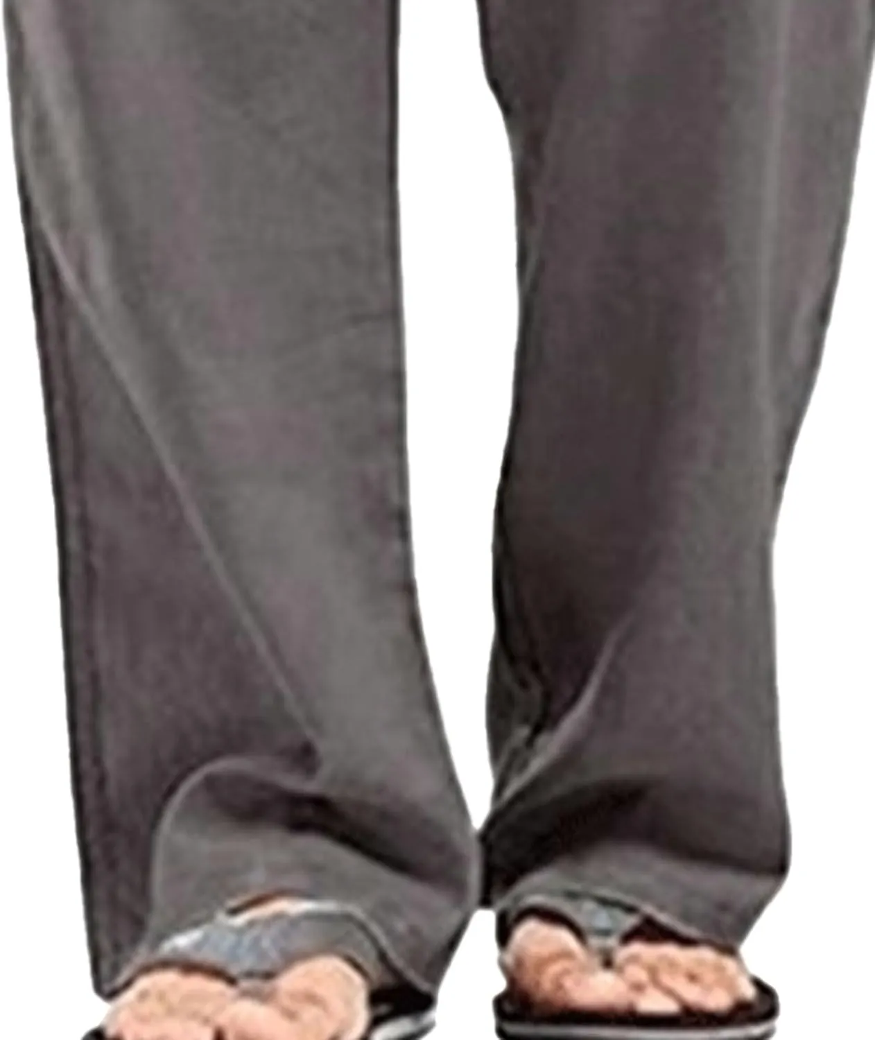Men's Baggy Cotton Linen Summer Pants Drawstring Solid Beach Trousers Straight Leg Casual Outdoor Sweatpants
