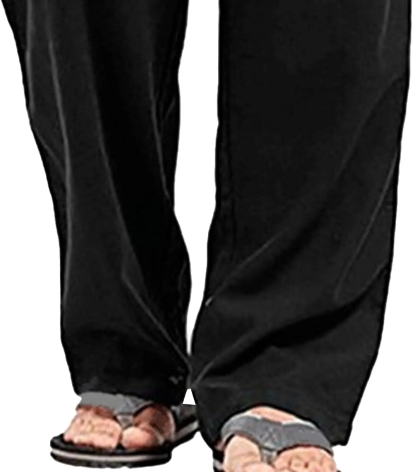 Men's Baggy Cotton Linen Summer Pants Drawstring Solid Beach Trousers Straight Leg Casual Outdoor Sweatpants