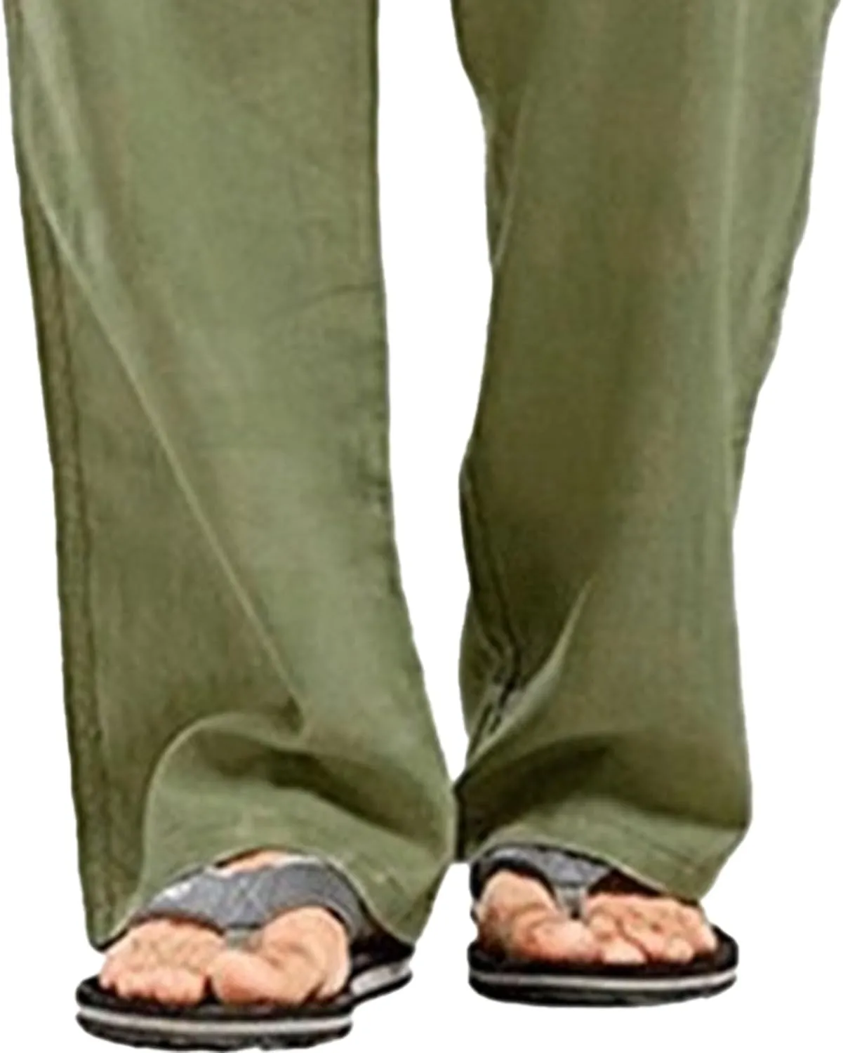 Men's Baggy Cotton Linen Summer Pants Drawstring Solid Beach Trousers Straight Leg Casual Outdoor Sweatpants