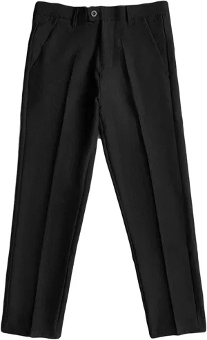 Men's Business Suit Pants Casual Pants Slim Fit Flex Flat Front Pant Stretch Tapered Chino Pants Trousers (30,Black)