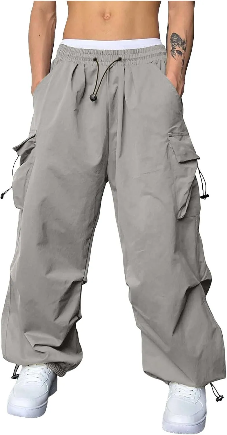 Mens Cargo Pants Casual Outdoor Camping Hiking Elasticated Waist Pant Jogging Work Pant with Pockets