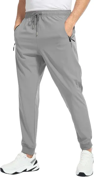 Men's Casual Slim Fit Comfort Joggers Pants Stretch Drawstring Hiking Trousers Solid Elastic Waist Athletic Sweatpants