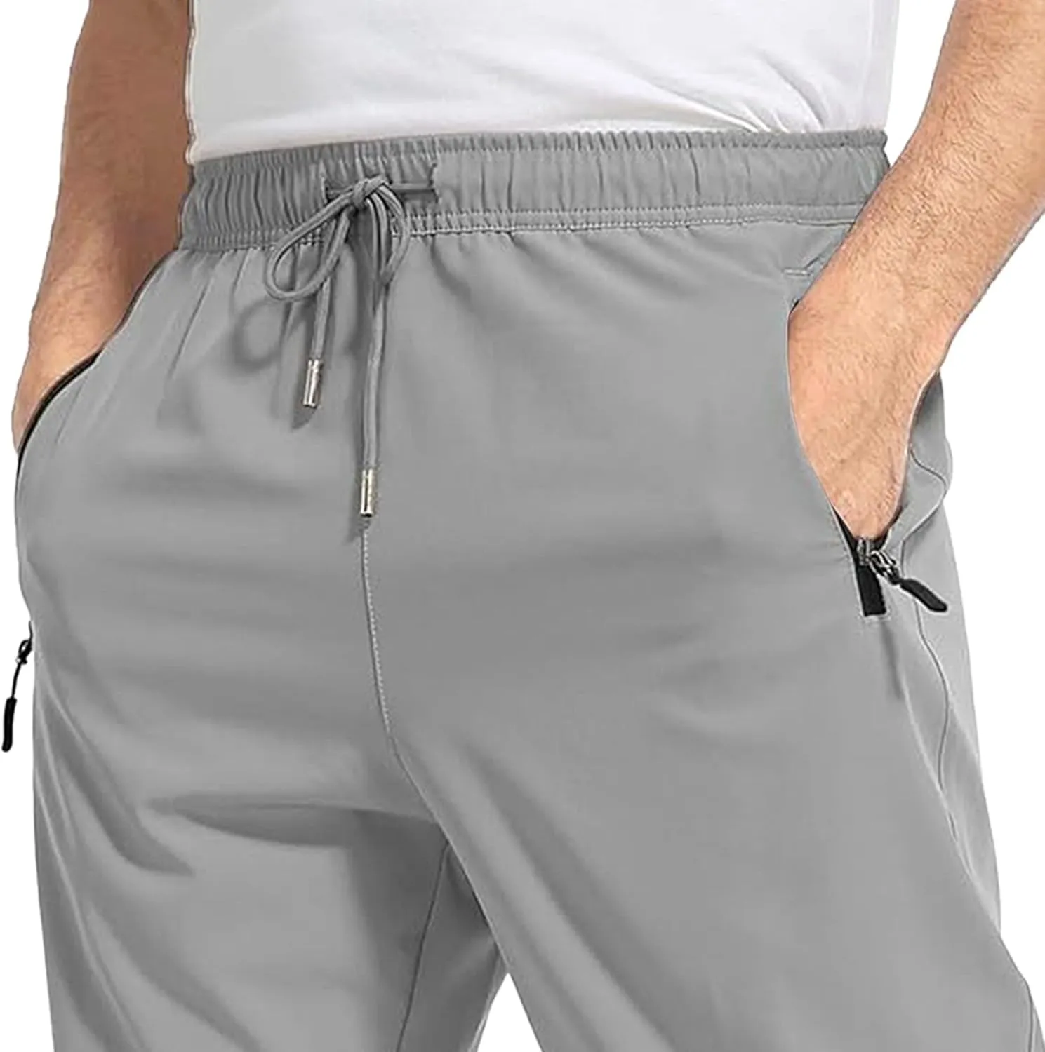 Men's Casual Slim Fit Comfort Joggers Pants Stretch Drawstring Hiking Trousers Solid Elastic Waist Athletic Sweatpants