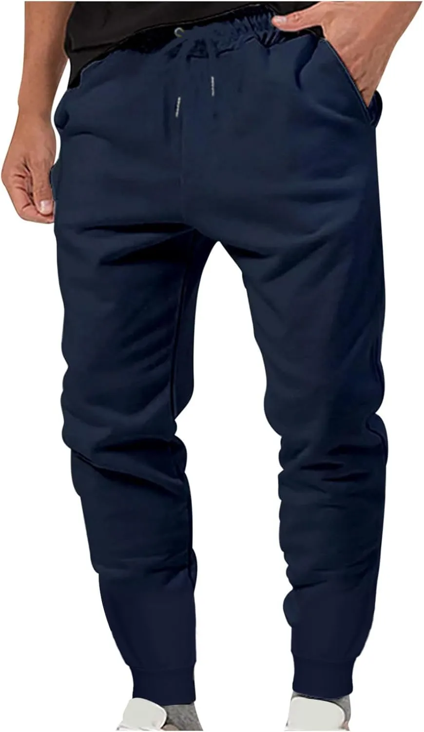 Mens Casual Workout Joggers Pants Slim FIt Sweatpants Hiking Outdoor Pants Drawstring Elastic Waist Tapered Trousers