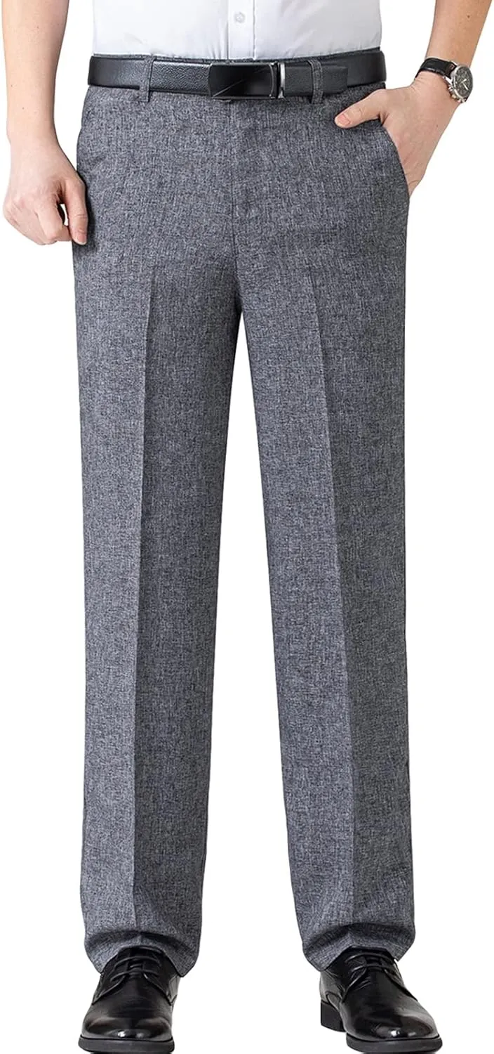 Men's Chino Flat Front Slim Fit Pant Casual Cotton Stretch Suit Pants Lightweight Skinny Fit Dress Pant (35,Grey)