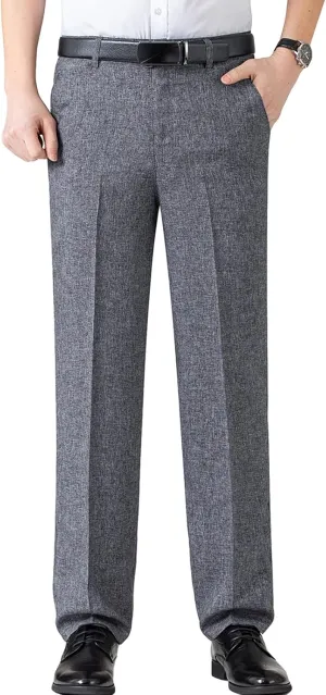 Men's Chino Flat Front Slim Fit Pant Casual Cotton Stretch Suit Pants Lightweight Skinny Fit Dress Pant (35,Grey)