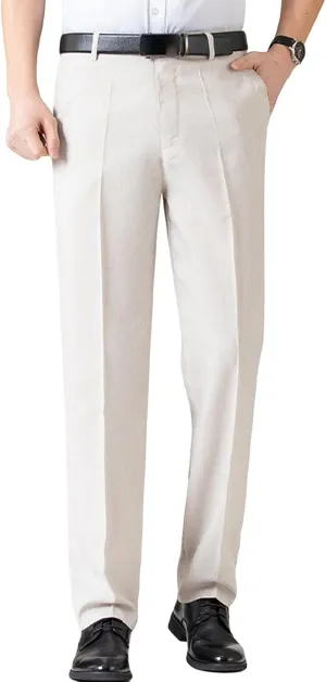 Men's Chino Flat Front Slim Fit Pant Casual Cotton Stretch Suit Pants Lightweight Skinny Fit Dress Pant (36,Light White)