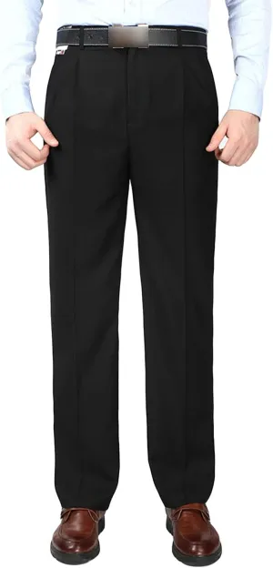 Men's Classic Fit Flat Front Dress Pants Skinny Casual Business Chino Pants Stretch Slim Fit Skinny Suit Pants (30,Black)