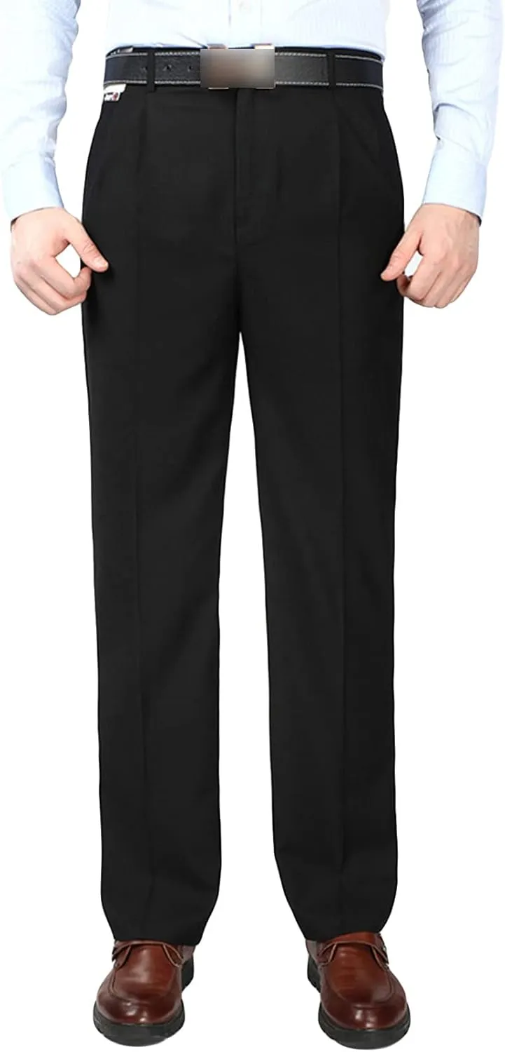 Men's Classic Fit Flat Front Dress Pants Skinny Casual Business Chino Pants Stretch Slim Fit Skinny Suit Pants (30,Black)