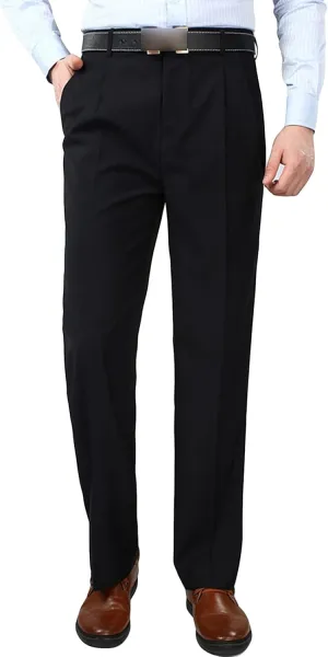 Men's Classic Fit Flat Front Dress Pants Skinny Casual Business Chino Pants Stretch Slim Fit Skinny Suit Pants (30,Dark Blue)