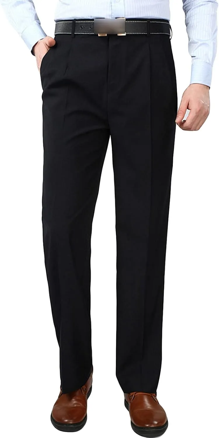 Men's Classic Fit Flat Front Dress Pants Skinny Casual Business Chino Pants Stretch Slim Fit Skinny Suit Pants (30,Dark Blue)