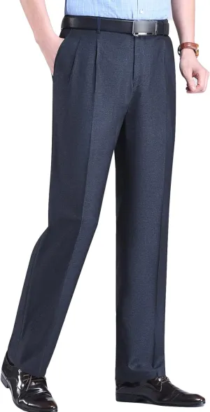 Men's Classic Fit Flat Front Dress Pants Skinny Casual Business Chino Pants Stretch Slim Fit Skinny Suit Pants (38,Grey 1)