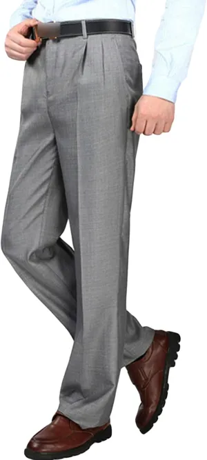 Men's Classic Fit Flat Front Dress Pants Skinny Casual Business Chino Pants Stretch Slim Fit Skinny Suit Pants (38,Grey 2)