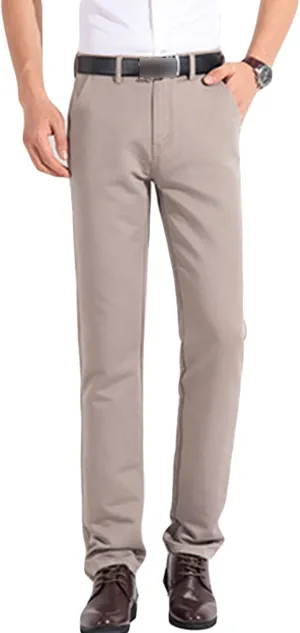 Men's Comfort Stretch Cotton Chino Pants Loose Casual Elastic Waist Trousers Flat-Front Dress Pants Sweatpants